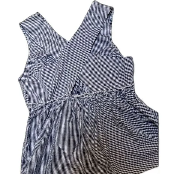 Banana Republic Gingham Sleeveless Top Crossback Size Large 100% Cotton Brunch - Picture 2 of 6